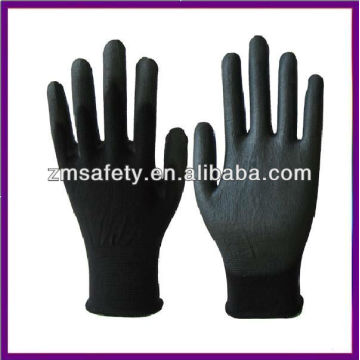 Guantes de PU negros revestidos de nylon ligero de la palma ZMR781